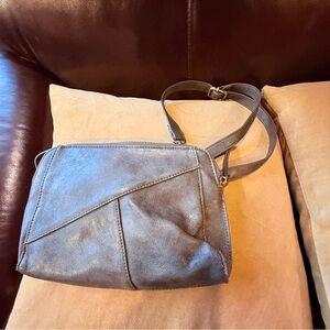 Gray Leather Crossbody Bag - Women